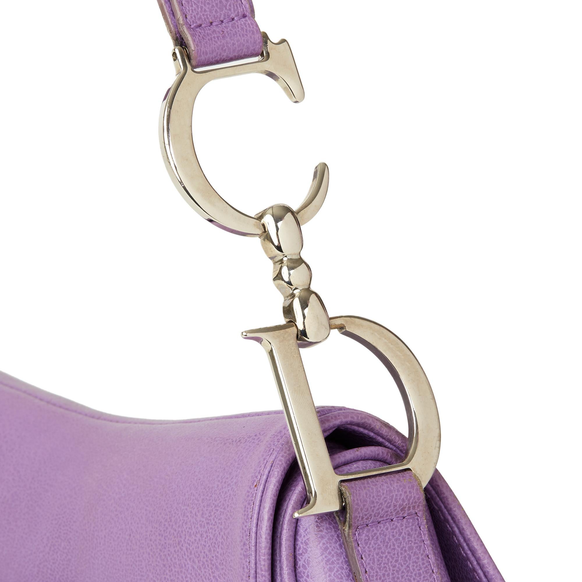 2004 Christian Dior Lilac Calfskin Leather Saddle Bag In Excellent Condition In Bishop's Stortford, Hertfordshire