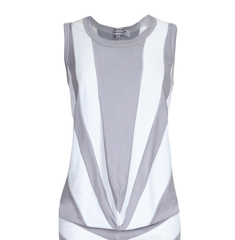 2004 Comme Des Garcons Silver/Grey and White Striped Jersey Dress at ...