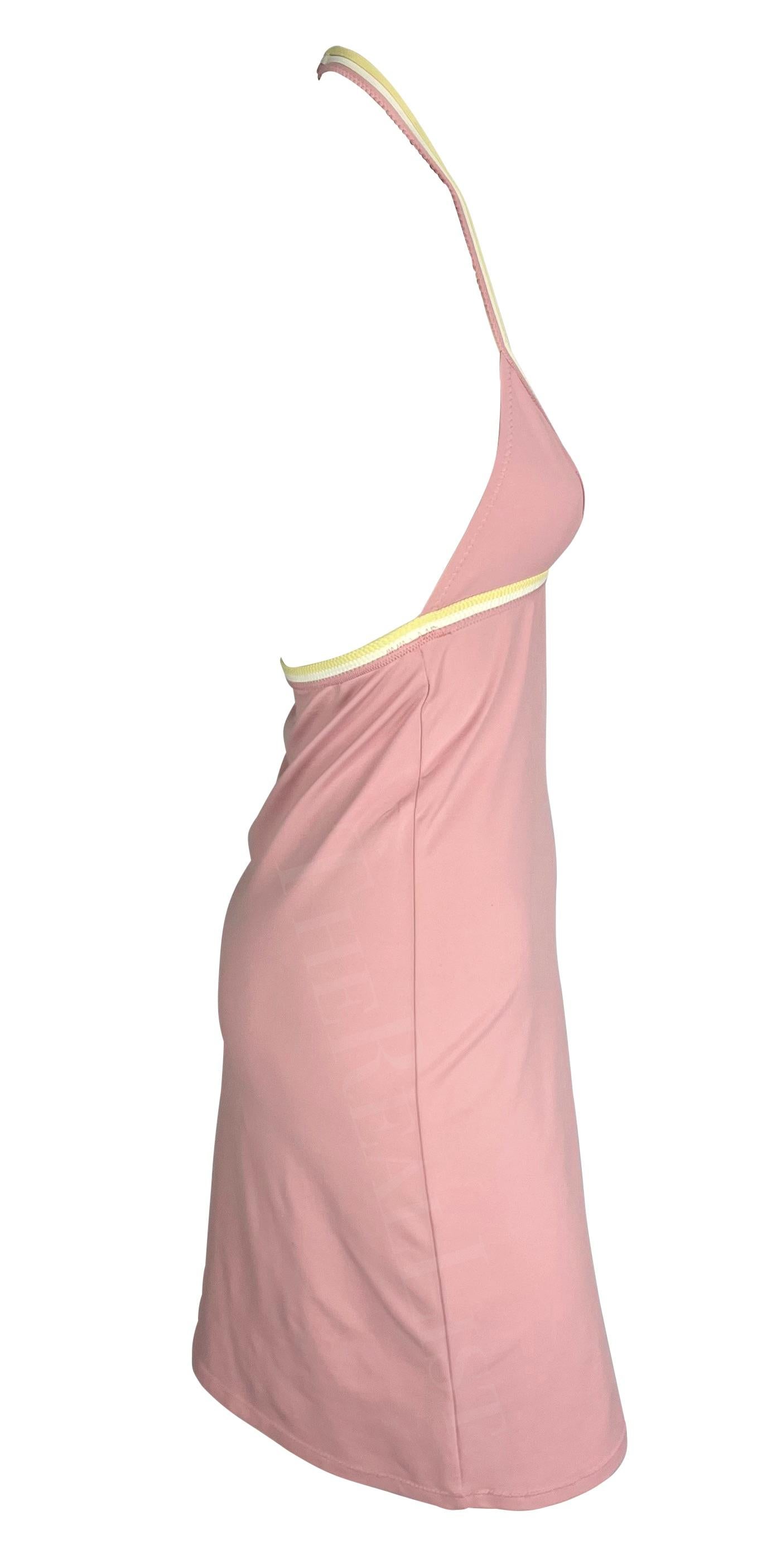 2004 Cruise Chanel by Karl Lagerfeld Pink Bodycon Halterneck Mini Dress For Sale 2