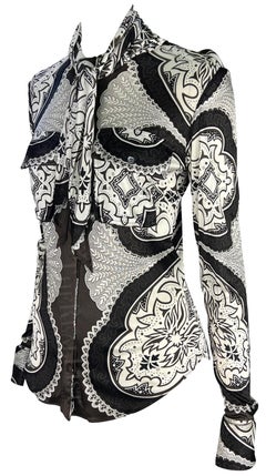 2004 Cruise Gucci by Tom Ford Brown Paisley Button Down Top