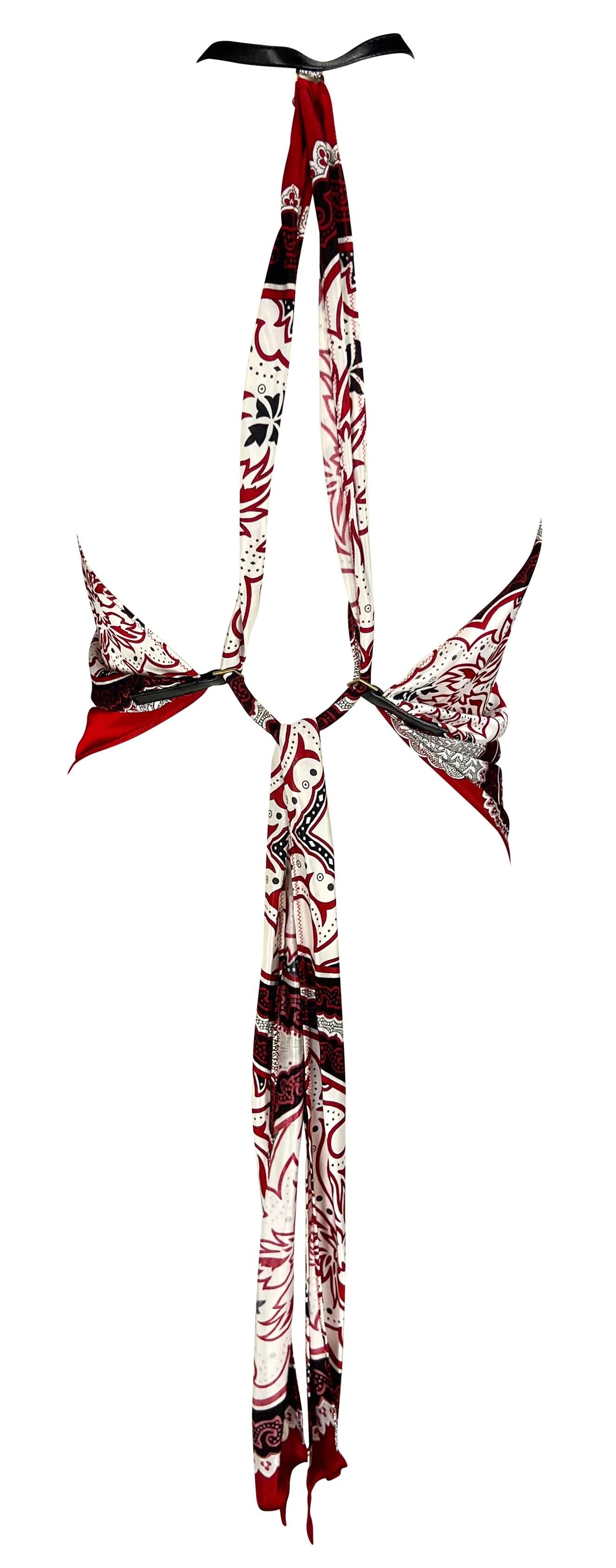 2004 Cruise Gucci by Tom Ford Red Paisley Halterneck Backless Scarf Top For Sale 1