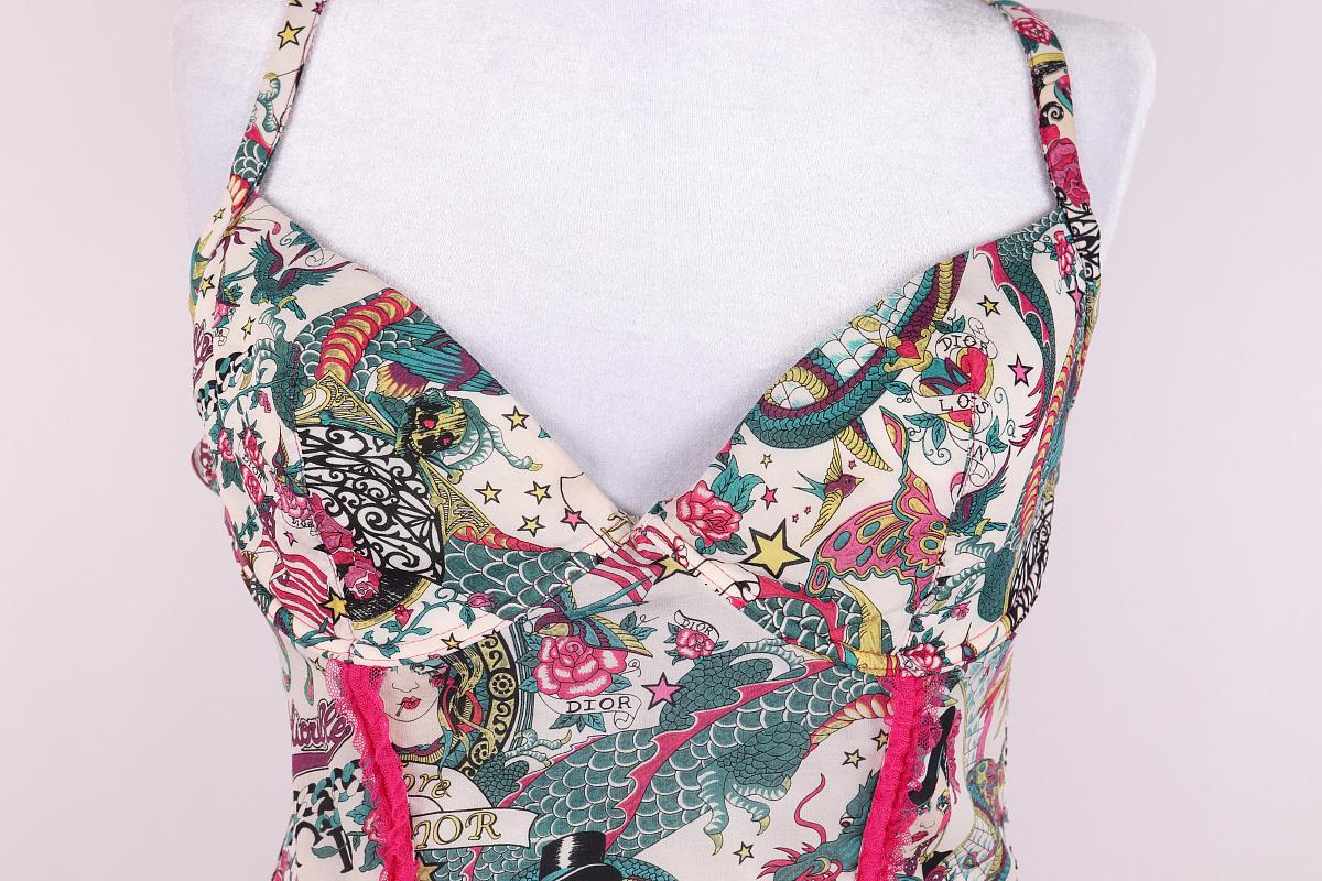 2004 Dior Tattoo Logo Corsetto Corsetto top collezione Gitane in vendita 8