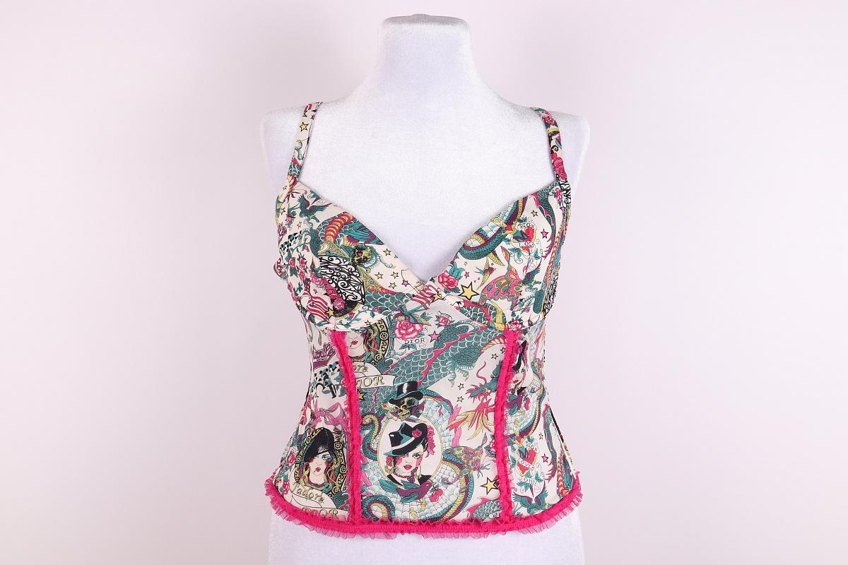 2004 Dior Tattoo Logo Corsetto Corsetto top collezione Gitane in vendita 9