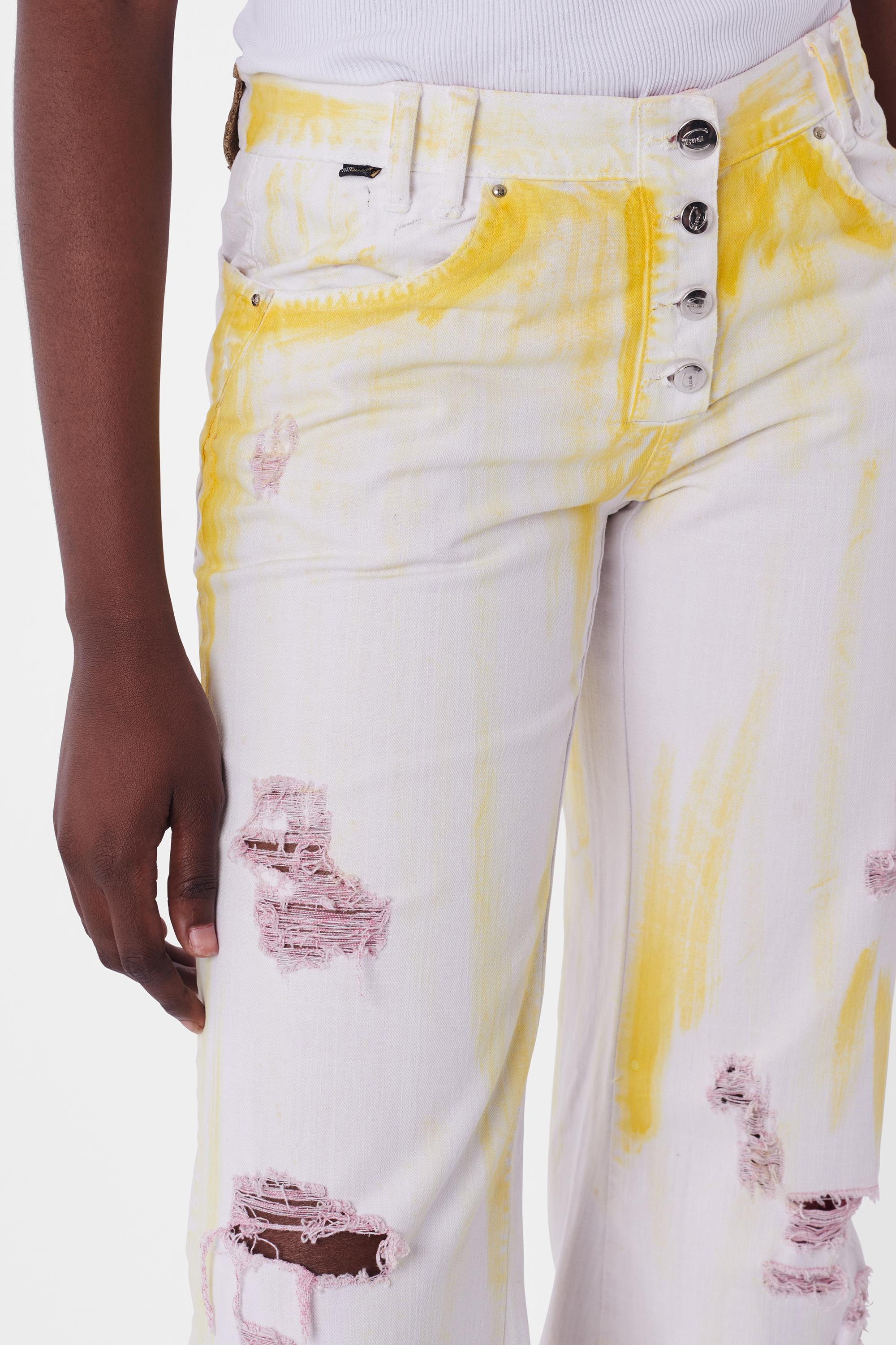 2004 Distressed Hand Painted Jeans In Excellent Condition For Sale In London, GB