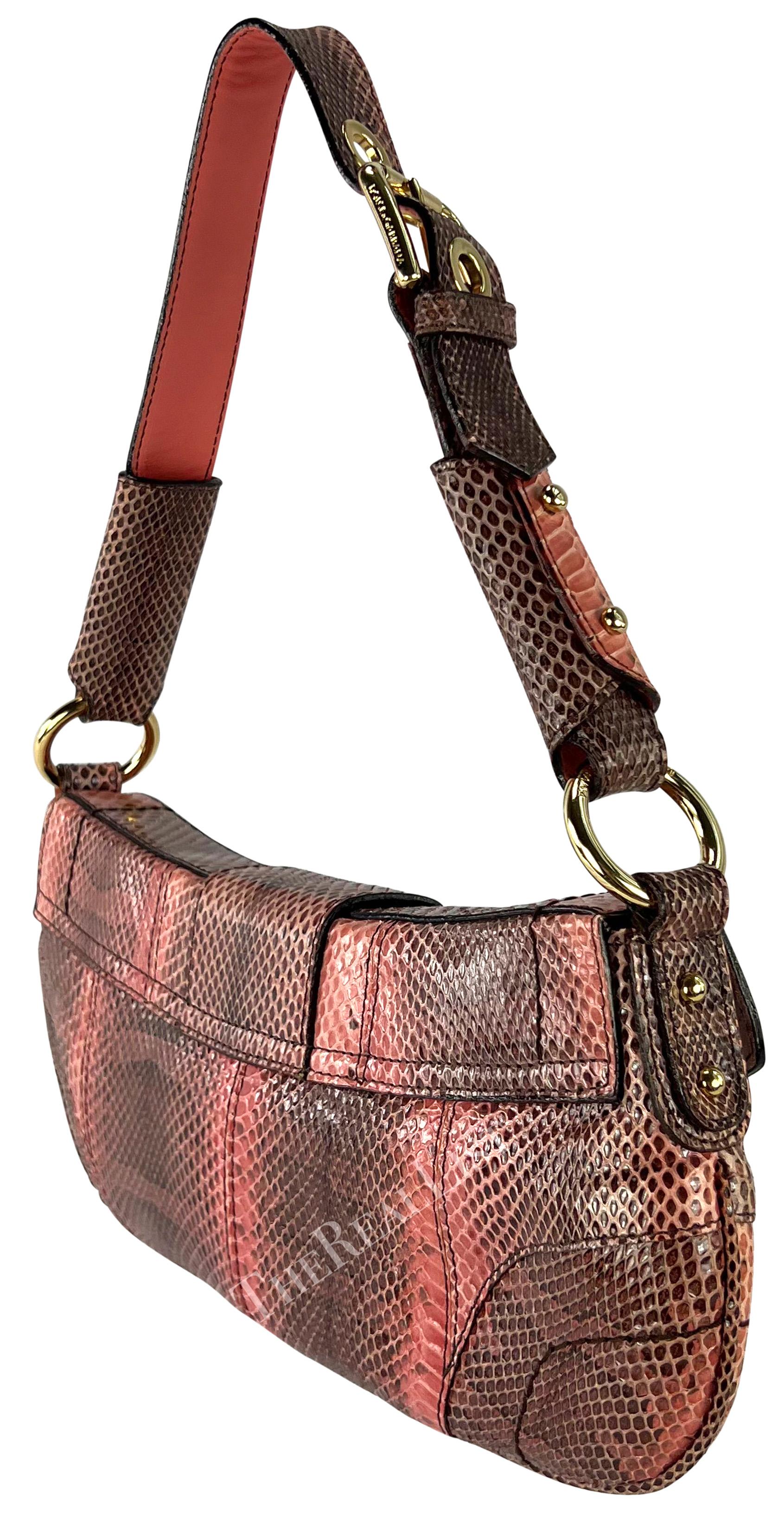 2004 Dolce & Gabbana Salmon Tone Snakeskin Chain Ring Small Shoulder Bag For Sale 3