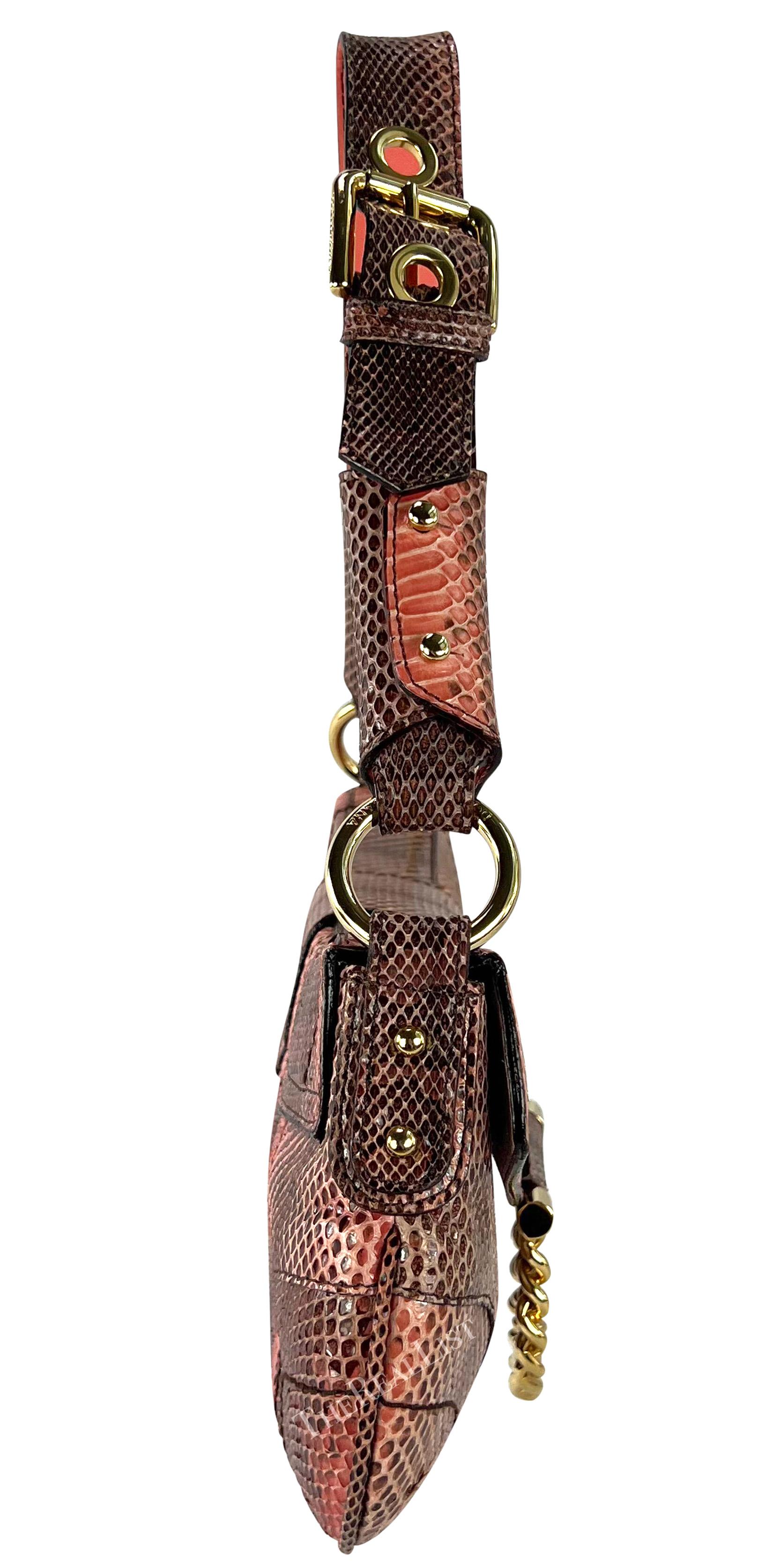 2004 Dolce & Gabbana Salmon Tone Snakeskin Chain Ring Small Shoulder Bag For Sale 4