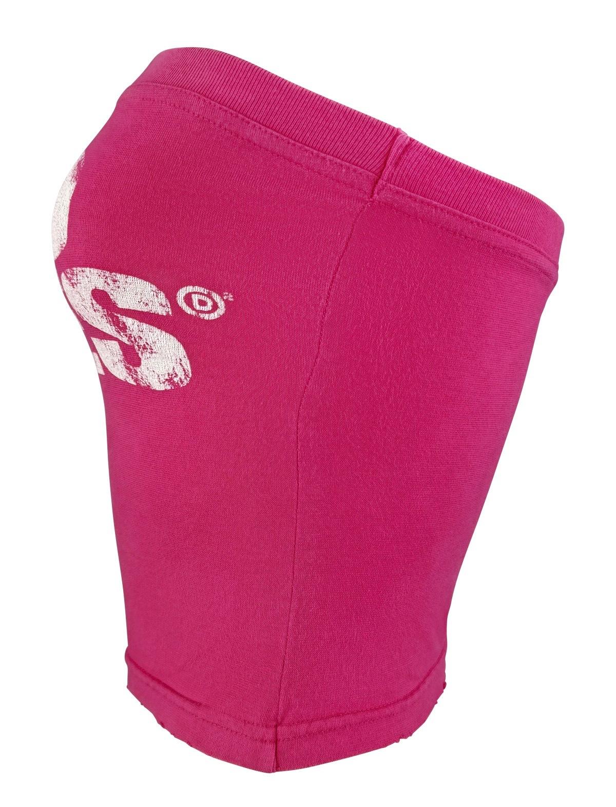 2004 Dsquared2 Distressed Pink „Who Cares?“ Druck Tube Top im Zustand „Hervorragend“ im Angebot in West Hollywood, CA