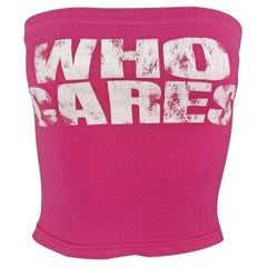 2004 Dsquared2 Distressed Pink "Who Cares?" Print Tube Top