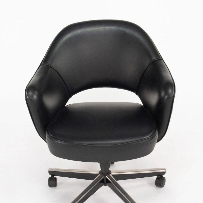 2004 Eero Saarinen for Knoll Executive Desk Chair w/ Rolling Base Black Leather For Sale 5