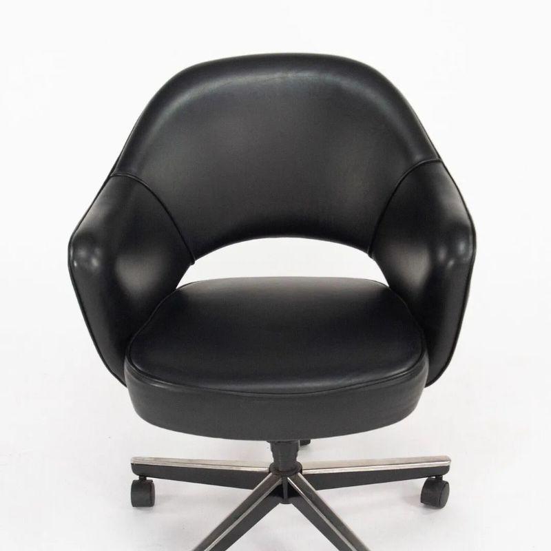 2004 Eero Saarinen for Knoll Executive Desk Chair w/ Rolling Base Black Leather 5