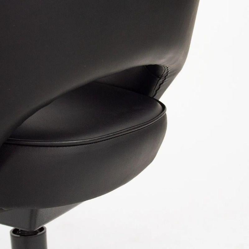 2004 Eero Saarinen for Knoll Executive Desk Chair w/ Rolling Base Black Leather For Sale 6
