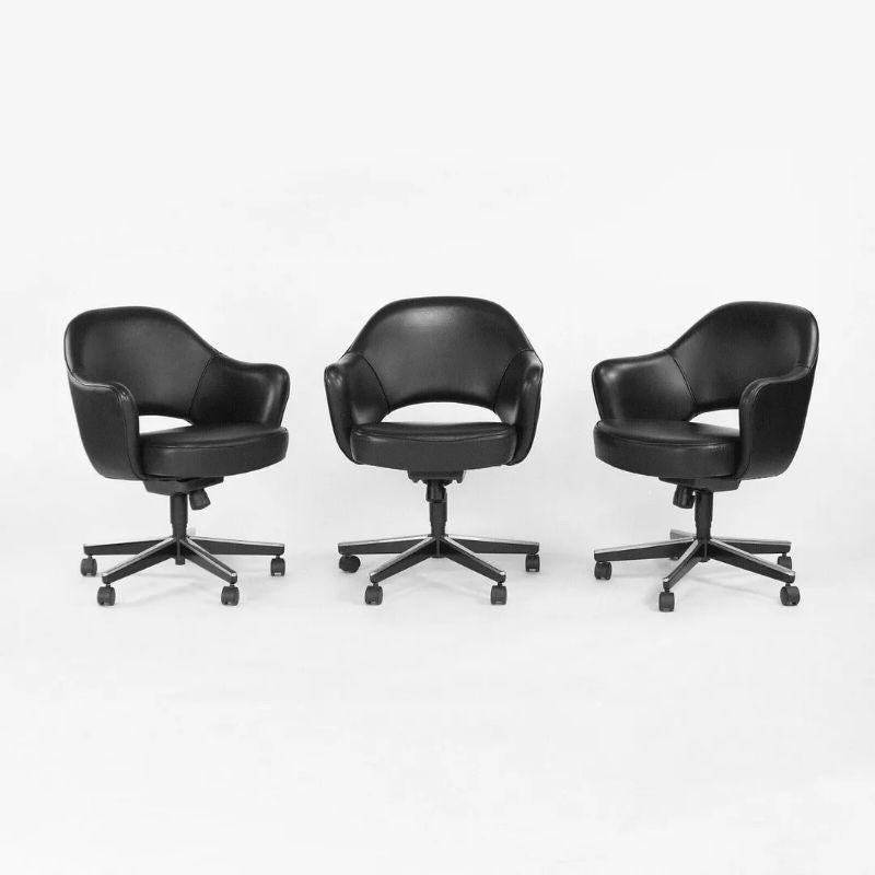 Modern 2004 Eero Saarinen for Knoll Executive Desk Chair w/ Rolling Base Black Leather For Sale