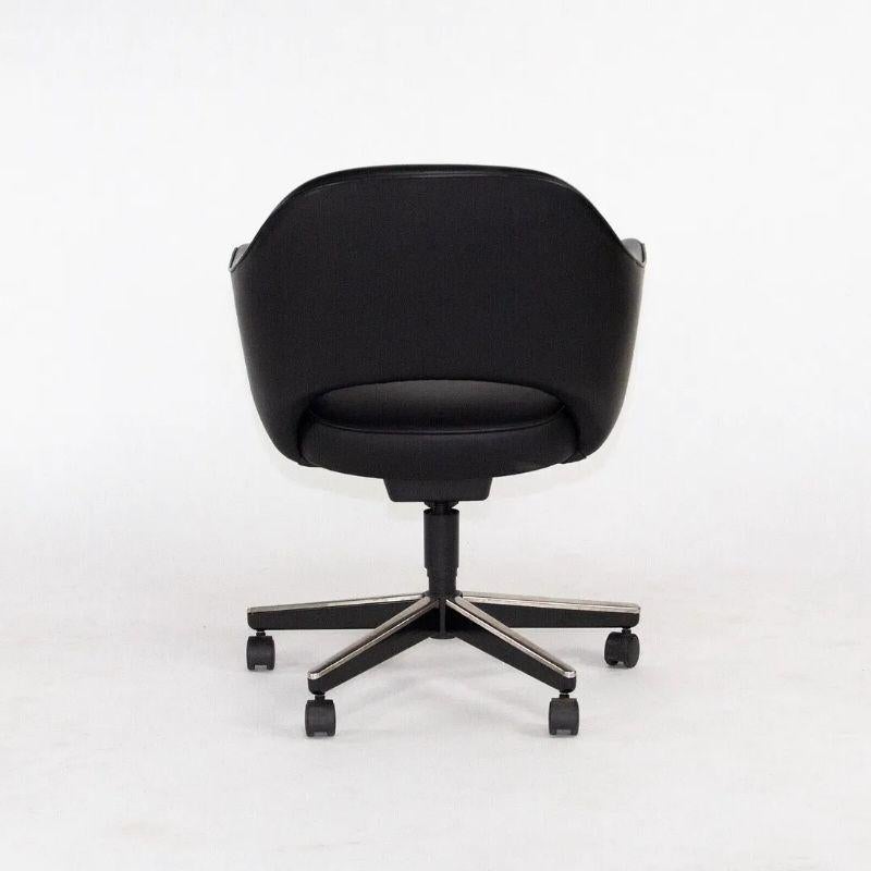 2004 Eero Saarinen for Knoll Executive Desk Chair w/ Rolling Base Black Leather For Sale 1