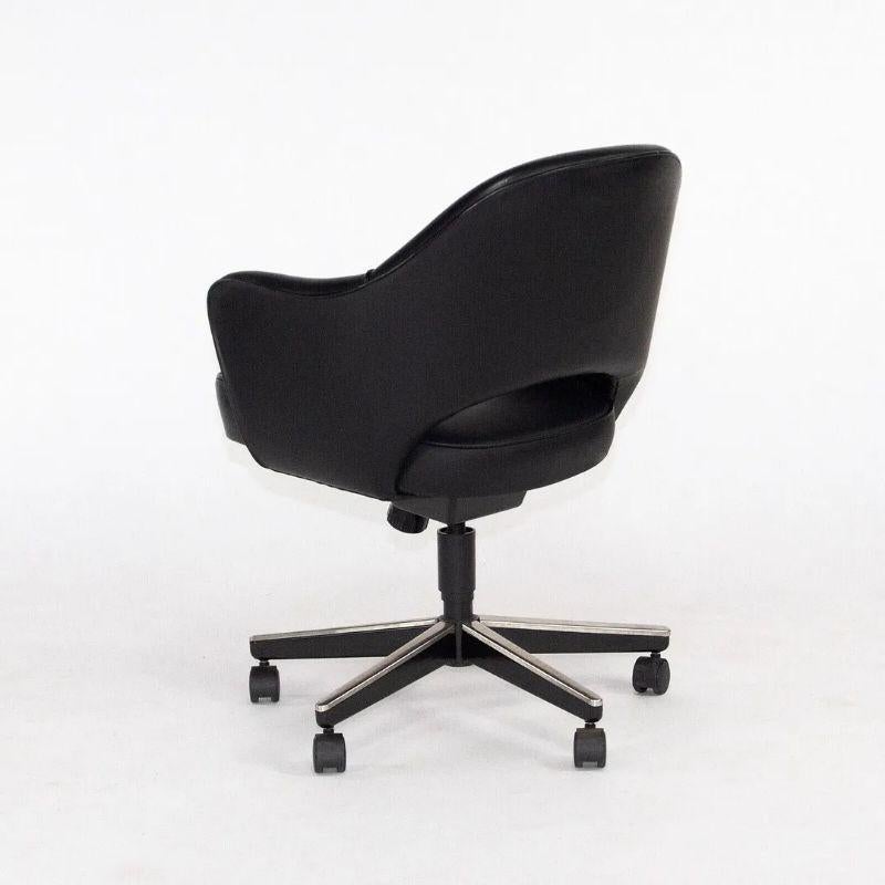 2004 Eero Saarinen for Knoll Executive Desk Chair w/ Rolling Base Black Leather For Sale 2