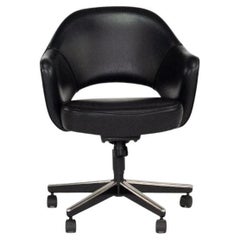 2004 Eero Saarinen for Knoll Executive Desk Chair w/ Rolling Base Black Leather
