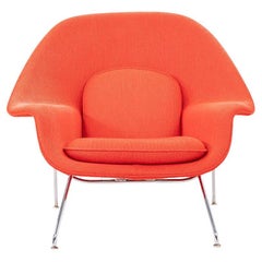 2004 Eero Saarinen for Knoll Womb Lounge Chair and Ottoman in Red Cato Fabric