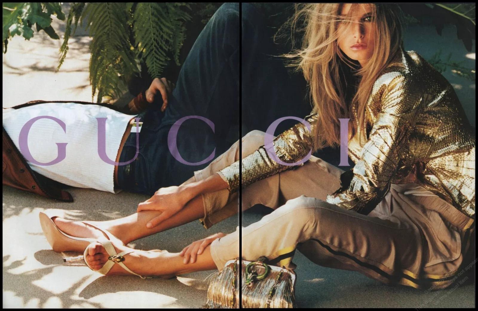 2004 Gucci by Tom Ford Gold Heeled Sandals with Metal Snake Head and Bamboo Heel In Good Condition For Sale In Toronto, Ontario