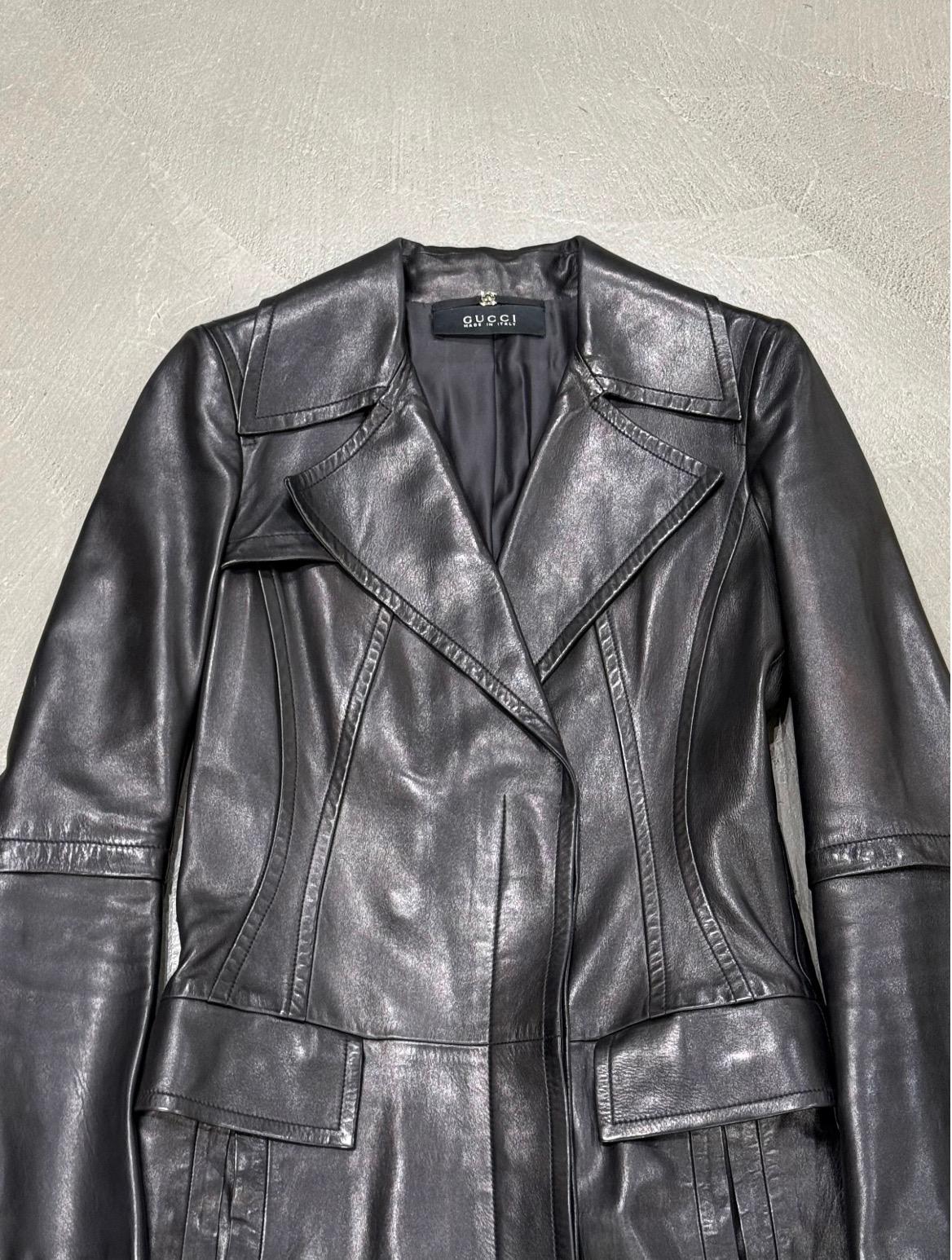 2004 Gucci by Tom Ford leather trench coat For Sale at 1stDibs