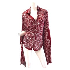 2004 Gucci by Tom Ford Paisley Print Bat Wing Top