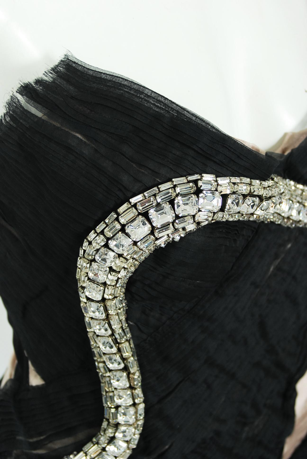 Women's Important 2004 Gucci by Tom Ford Runway Black Silk Crystal-Snake Strapless Dress For Sale