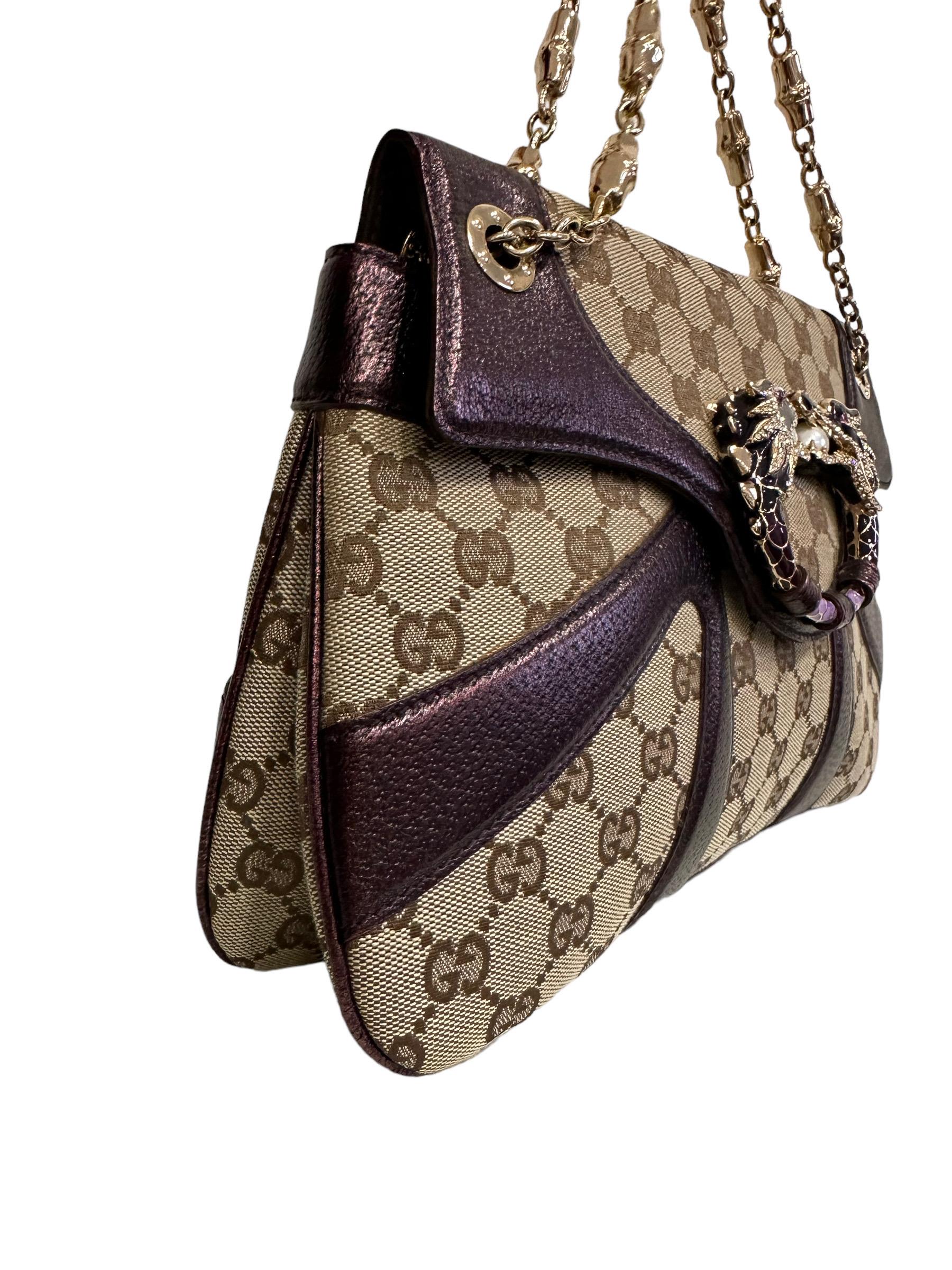2004 Gucci Dragon Tom Ford LE GG Supreme Purple Leather In Excellent Condition In Torre Del Greco, IT