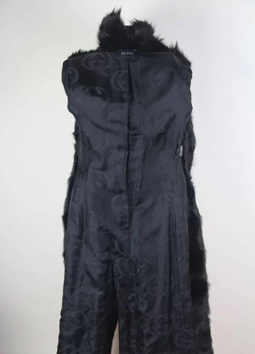 Women's 2004 GUCCI TOM FORD BLACK LONG FUR COAT Size IT 38