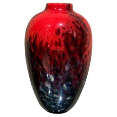2004 Hawaii Big Island Glass Fine Art Vase Red & Black Hugh Jenkins + S. Ross