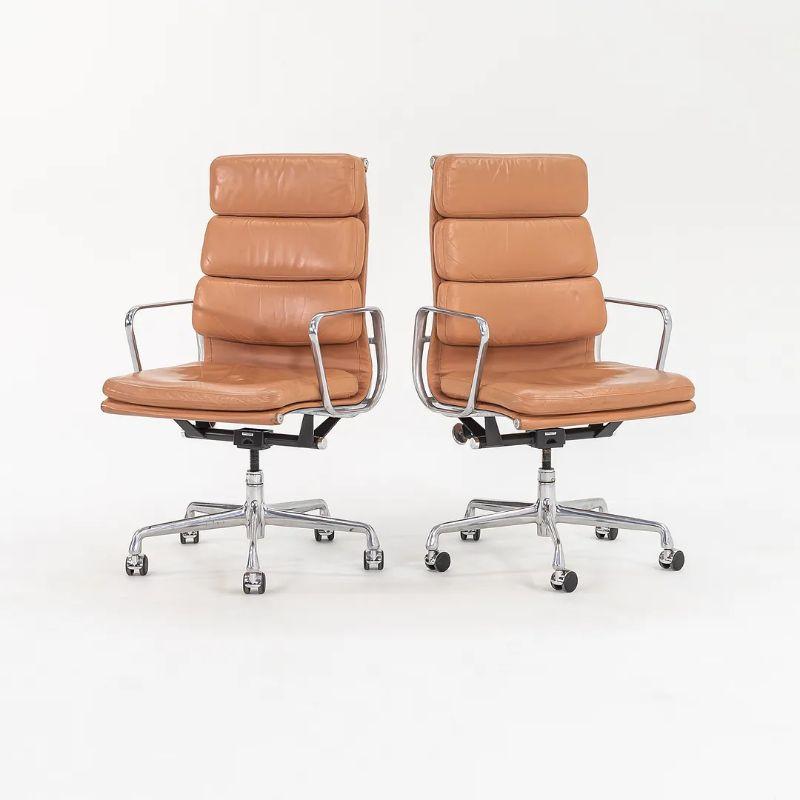 2004 Herman Miller Eames Soft Pad Executive Desk Chairs in Tan Leather For Sale 3