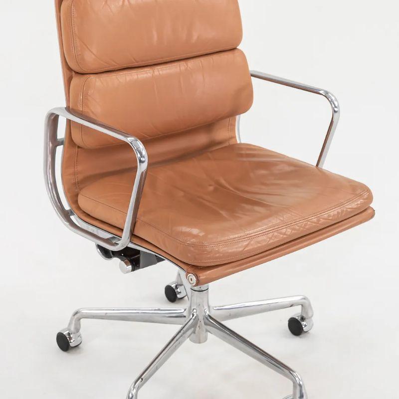Contemporary 2004 Herman Miller Eames Soft Pad Executive Desk Chairs in Tan Leather For Sale