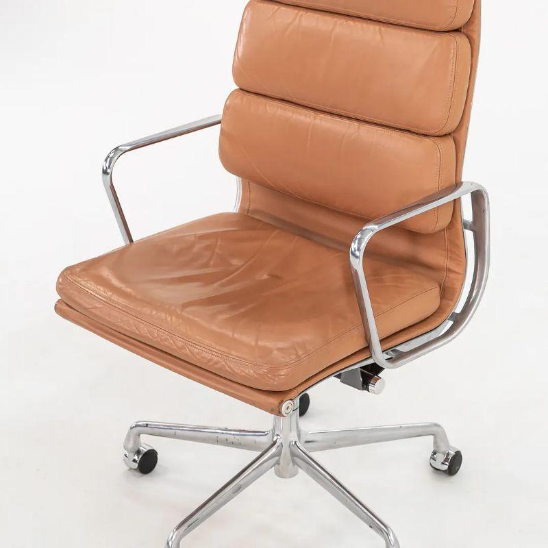 Foam 2004 Herman Miller Eames Soft Pad Executive Desk Chairs in Tan Leather For Sale