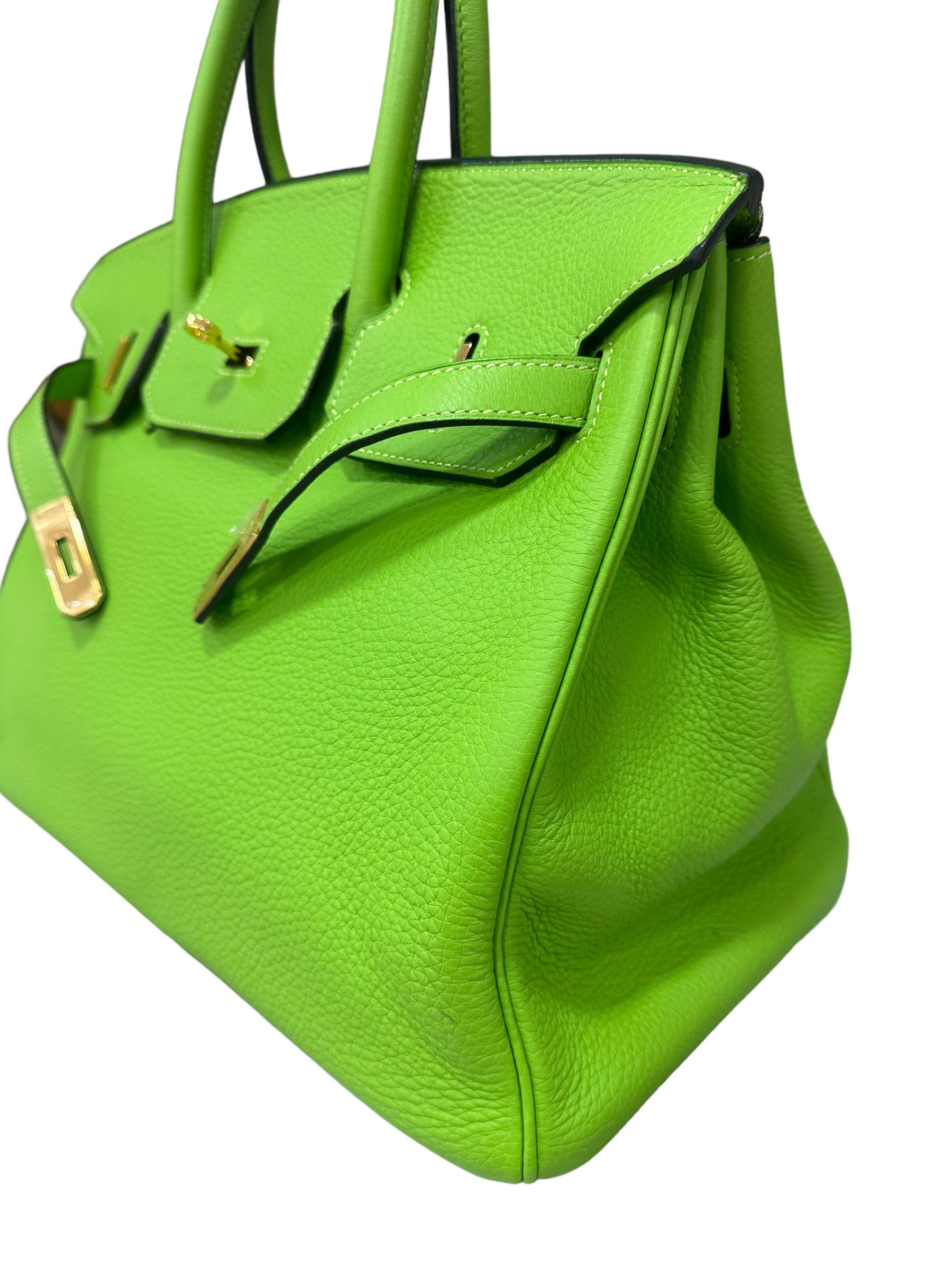 2004 Hermès Birkin 35 Clemence Leather Green Apple Top Handle Bag 10