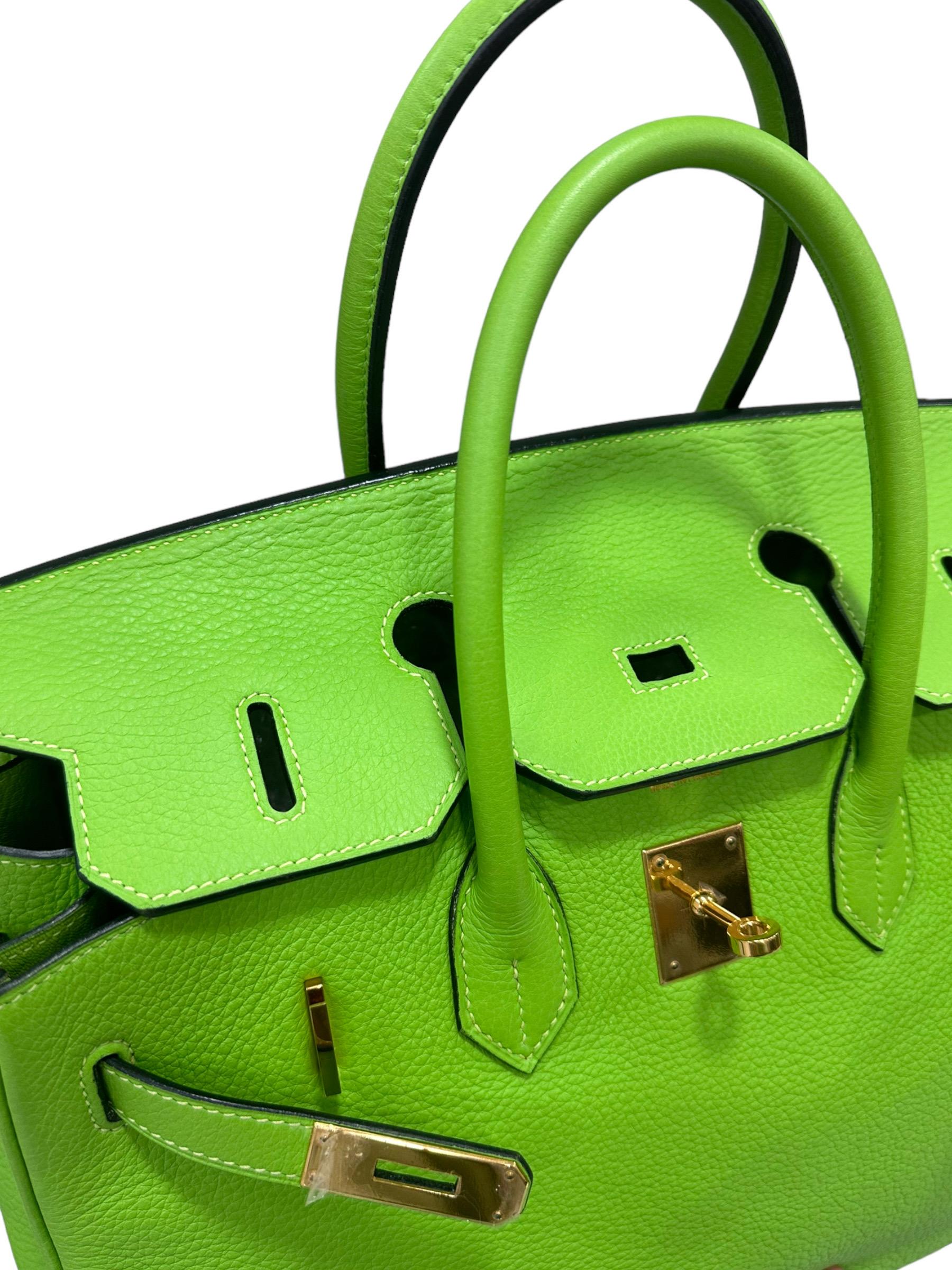 2004 Hermès Birkin 35 Clemence Leather Green Apple Top Handle Bag 15