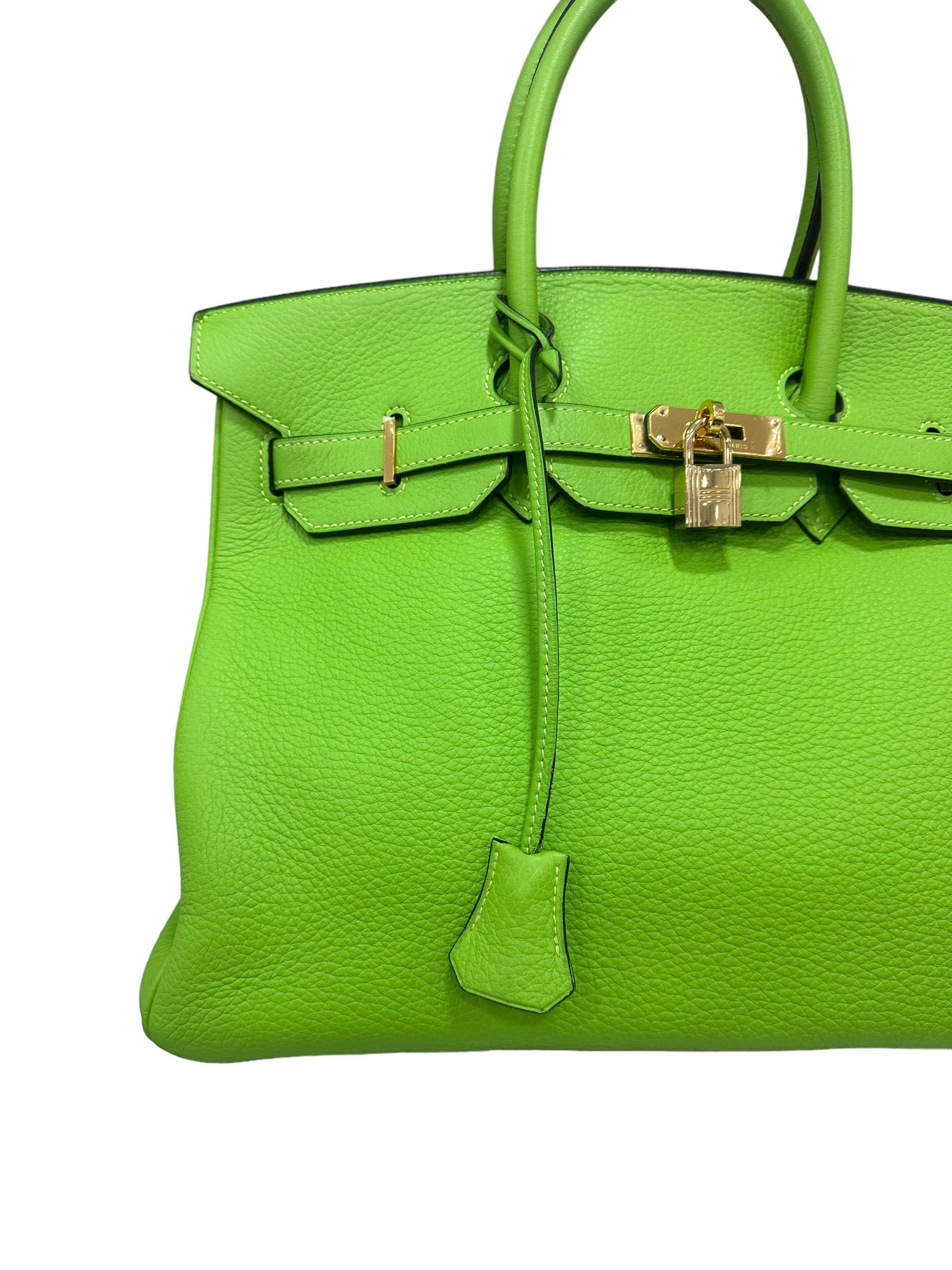 2004 Hermès Birkin 35 Clemence Leather Green Apple Top Handle Bag In Excellent Condition In Torre Del Greco, IT