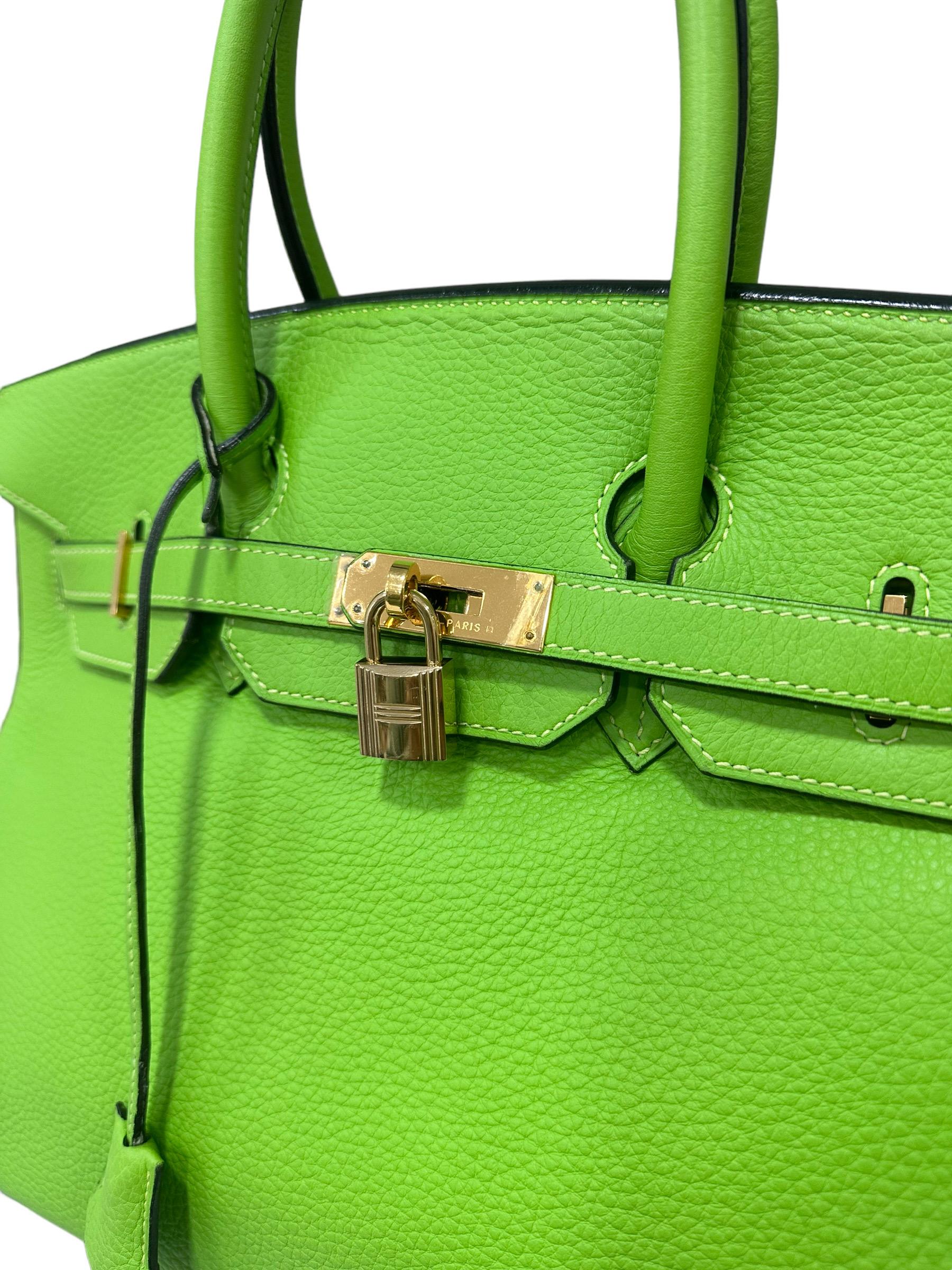 Women's 2004 Hermès Birkin 35 Clemence Leather Green Apple Top Handle Bag