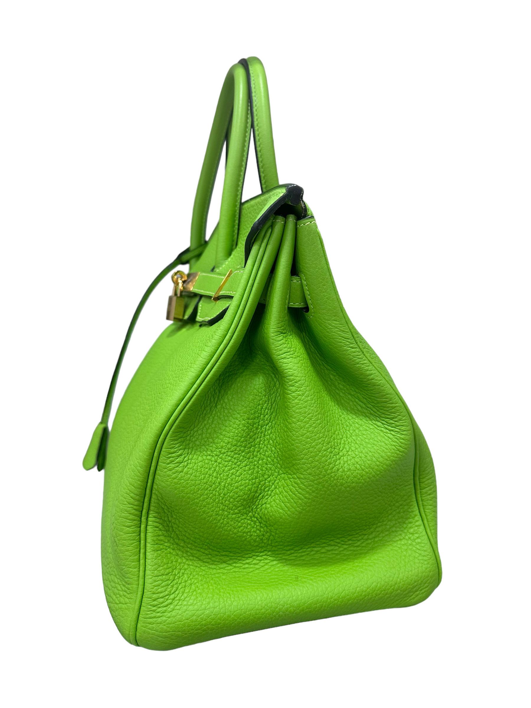 2004 Hermès Birkin 35 Clemence Leather Green Apple Top Handle Bag 1