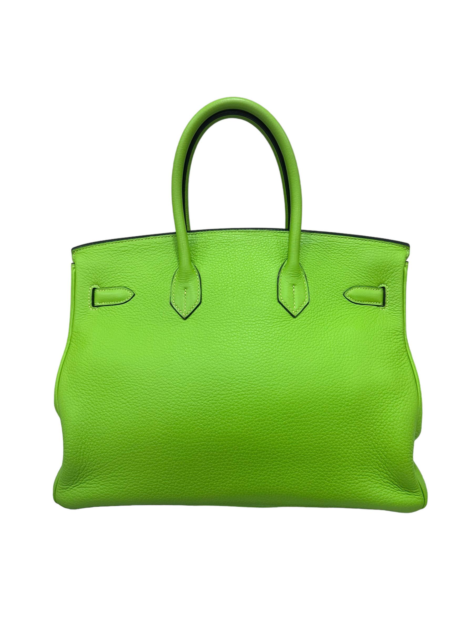 2004 Hermès Birkin 35 Clemence Leather Green Apple Top Handle Bag 2