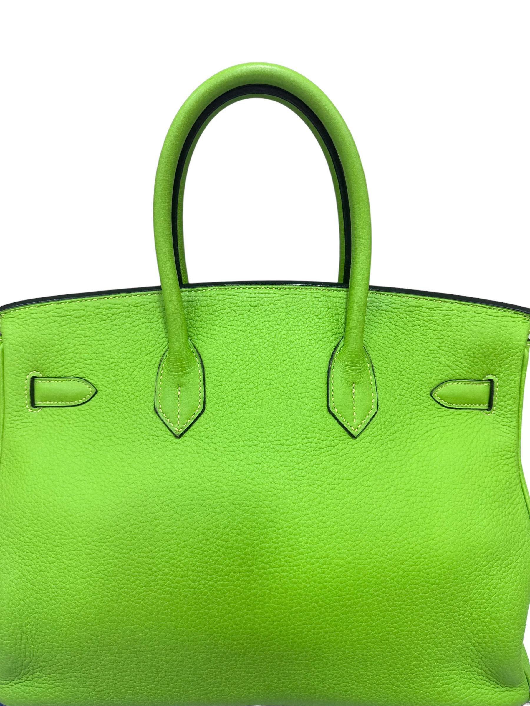 2004 Hermès Birkin 35 Clemence Leather Green Apple Top Handle Bag 4