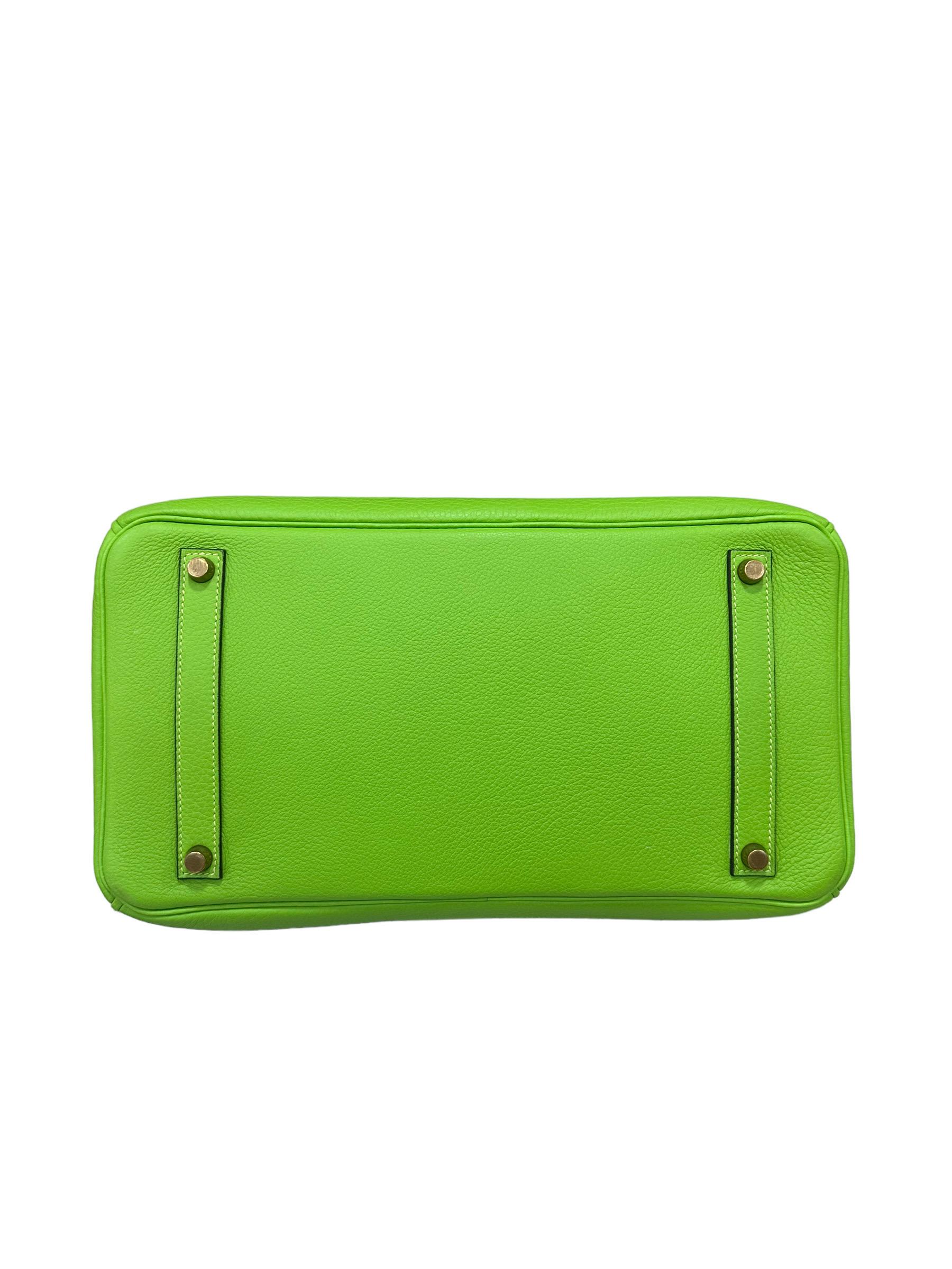 2004 Hermès Birkin 35 Clemence Leather Green Apple Top Handle Bag 5