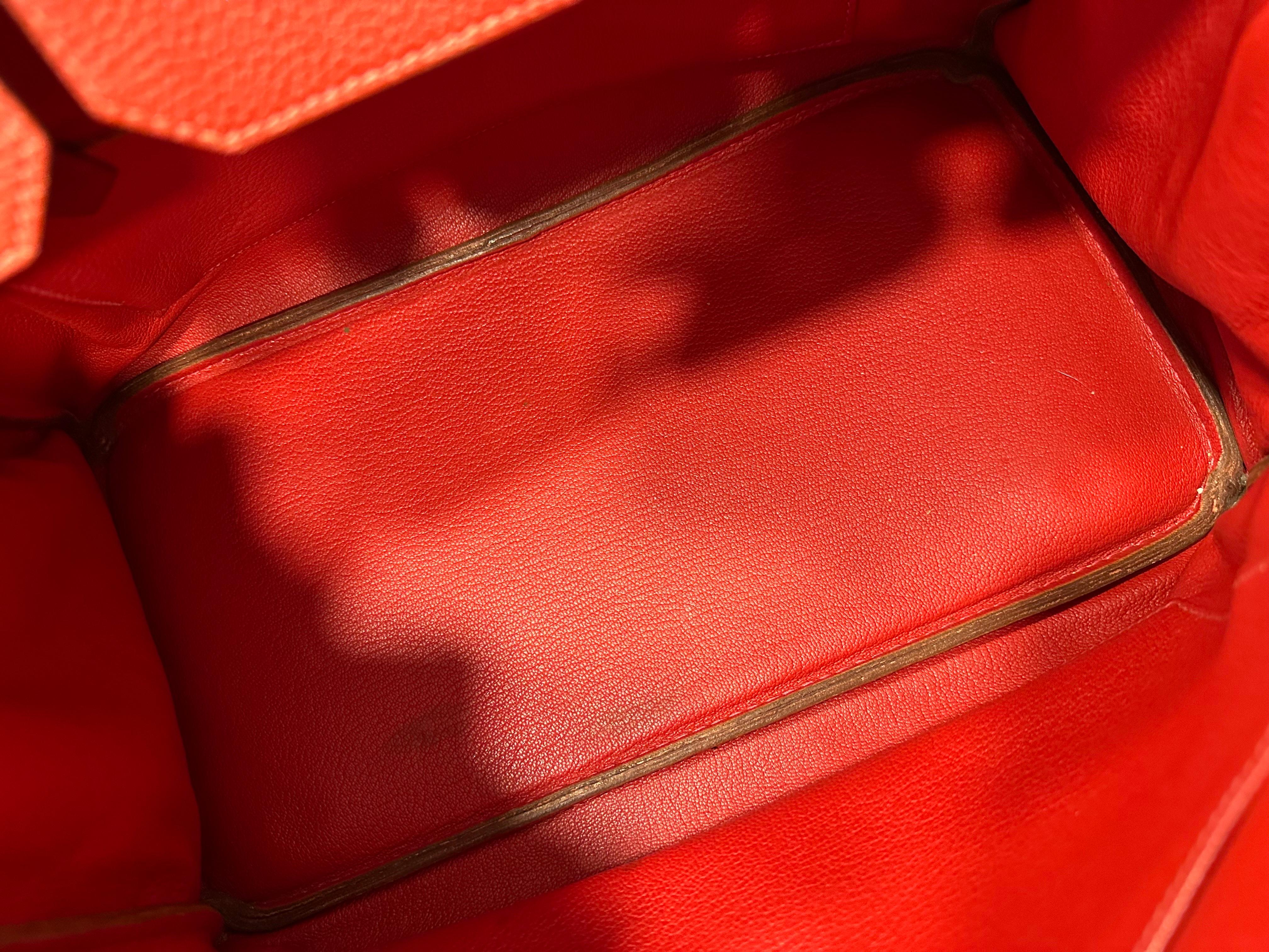 2004 Hermès Birkin 35 Fjord Leder Rouge Geranium Top Handle Bag  12