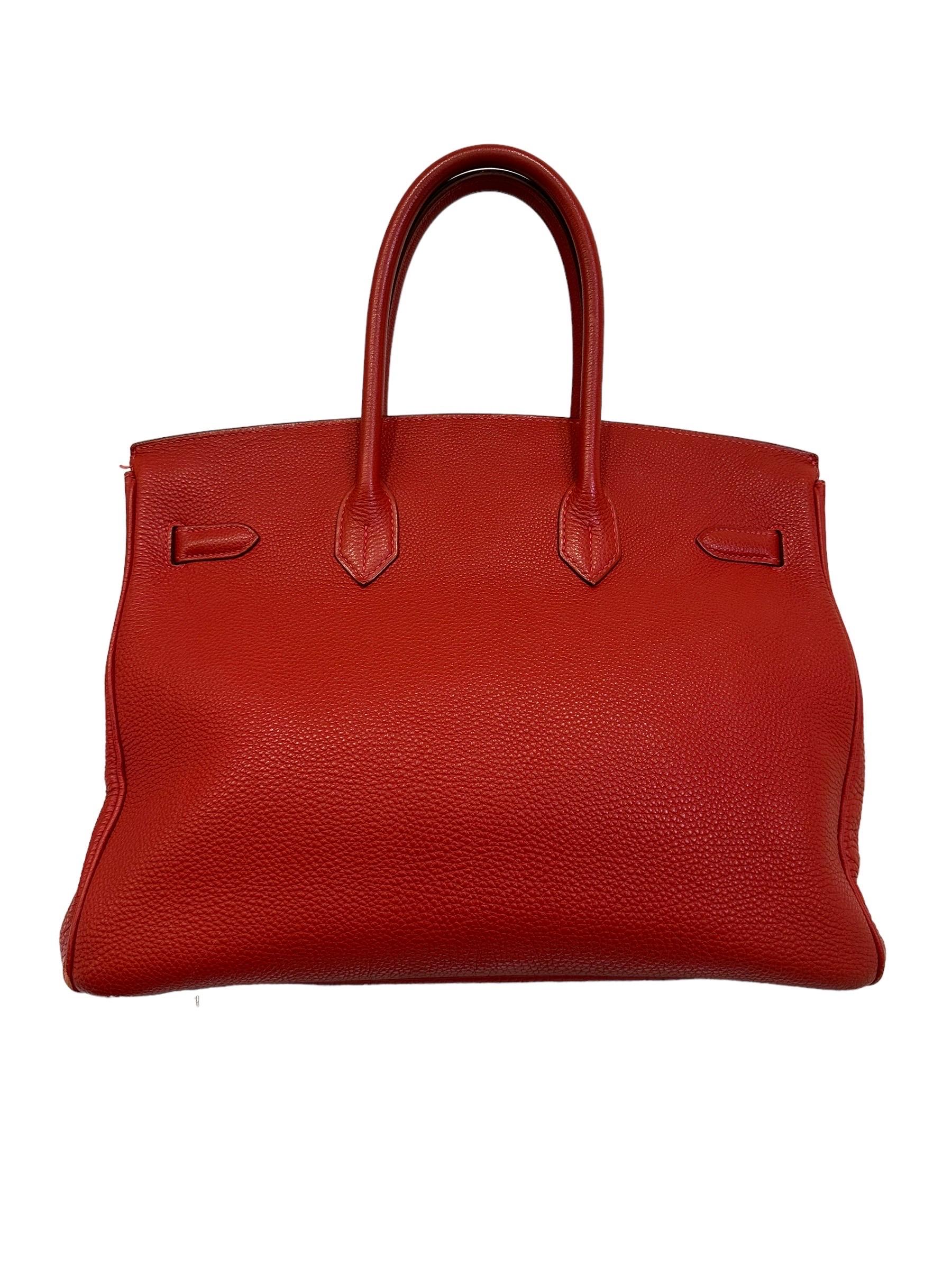 2004 Hermès Birkin 35 Fjord Leder Rouge Geranium Top Handle Bag  Damen