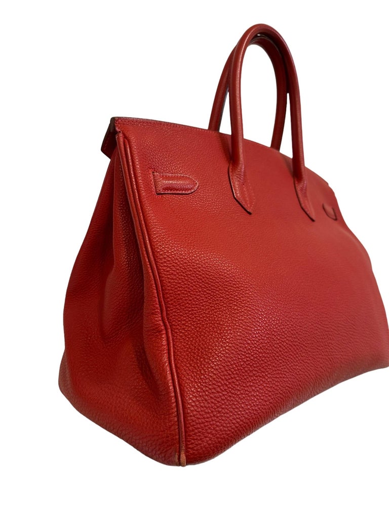2004 Hermès Birkin 35 Fjord Leather Rouge Geranium Top Handle Bag