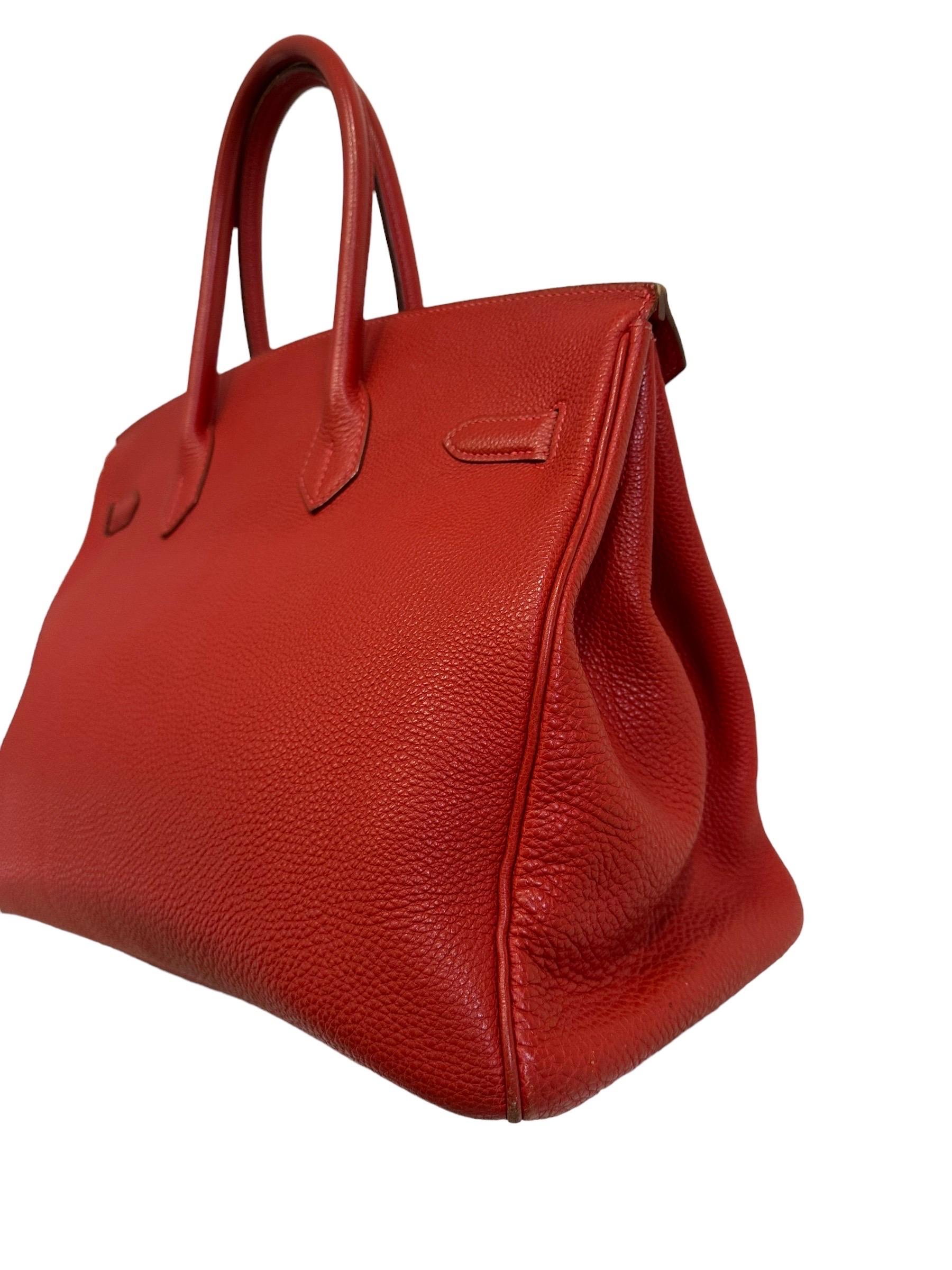 2004 Hermès Birkin 35 Fjord Leder Rouge Geranium Top Handle Bag  2