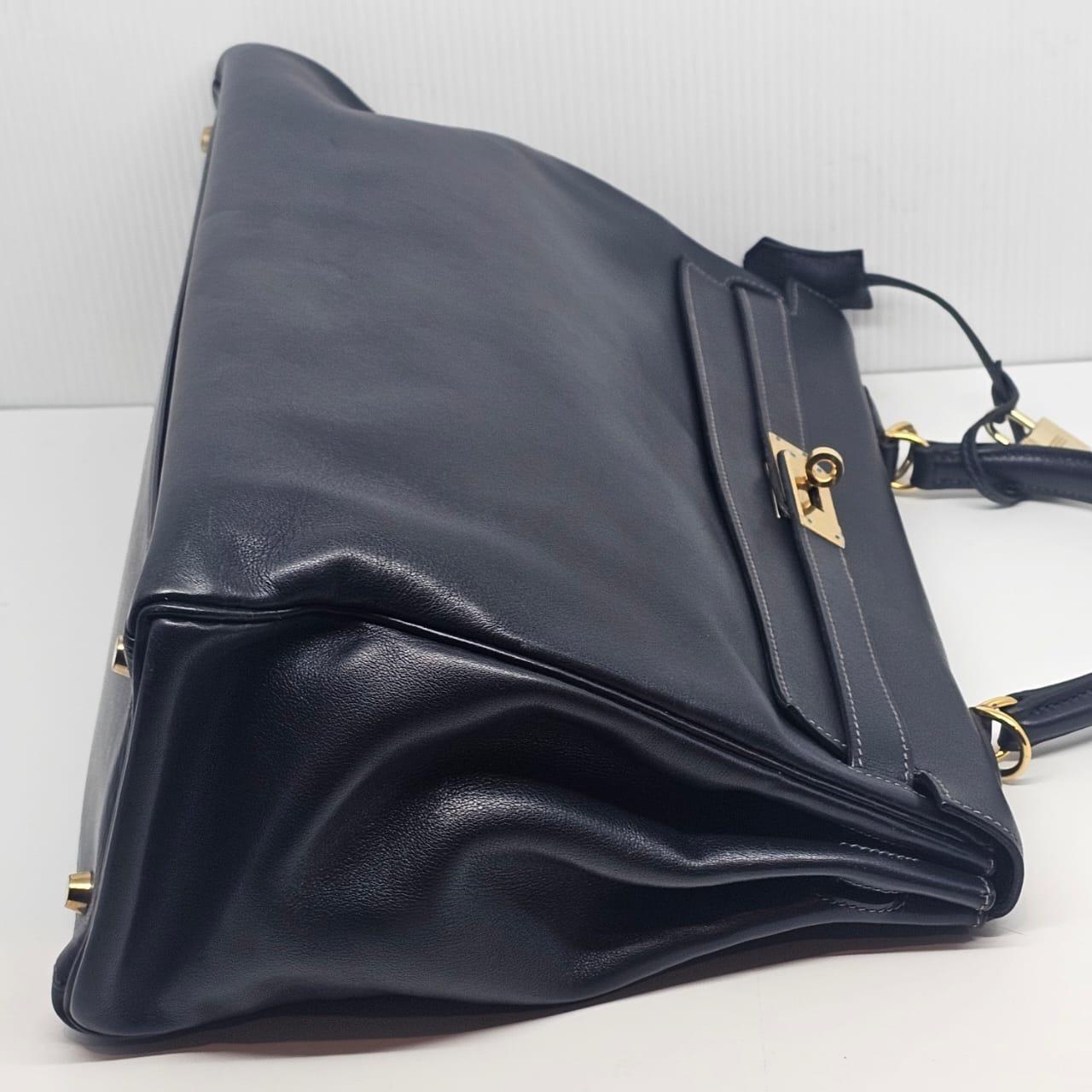 2004 Hermes Bolso Kelly 35 Azul Índigo Swift Retourne 6