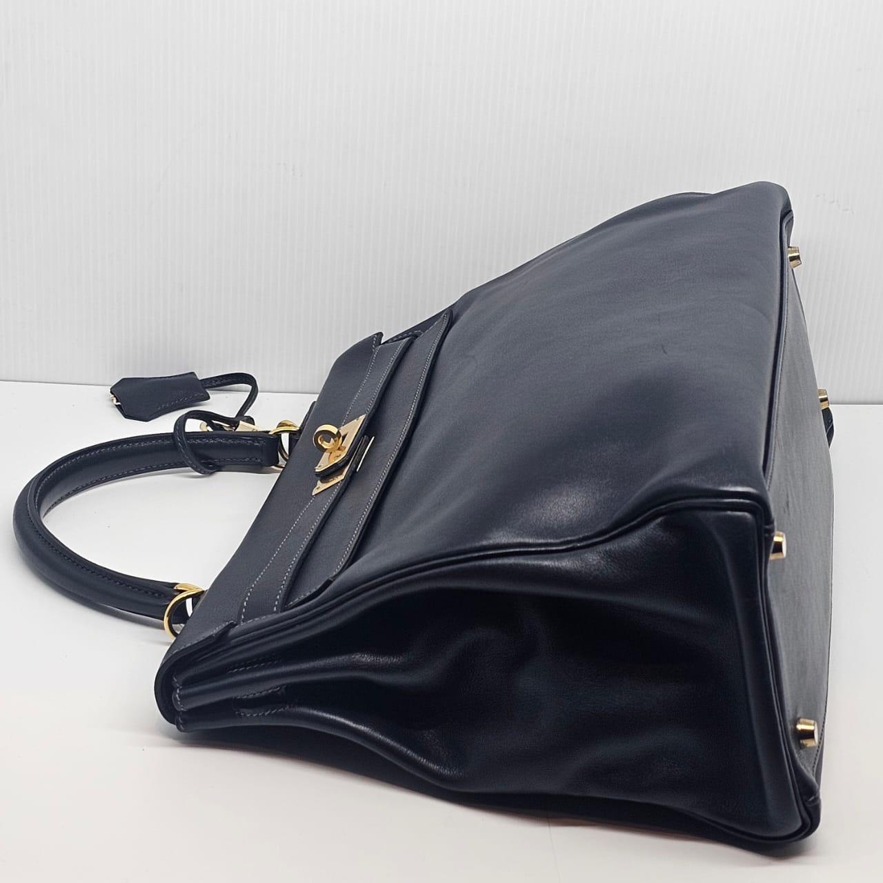 2004 Hermes Bolso Kelly 35 Azul Índigo Swift Retourne 7