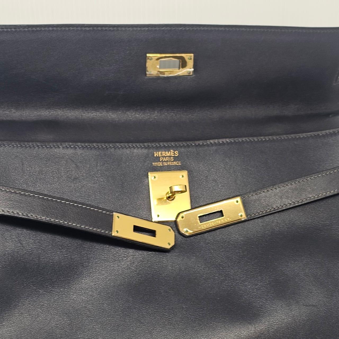2004 Hermes Bolso Kelly 35 Azul Índigo Swift Retourne 13