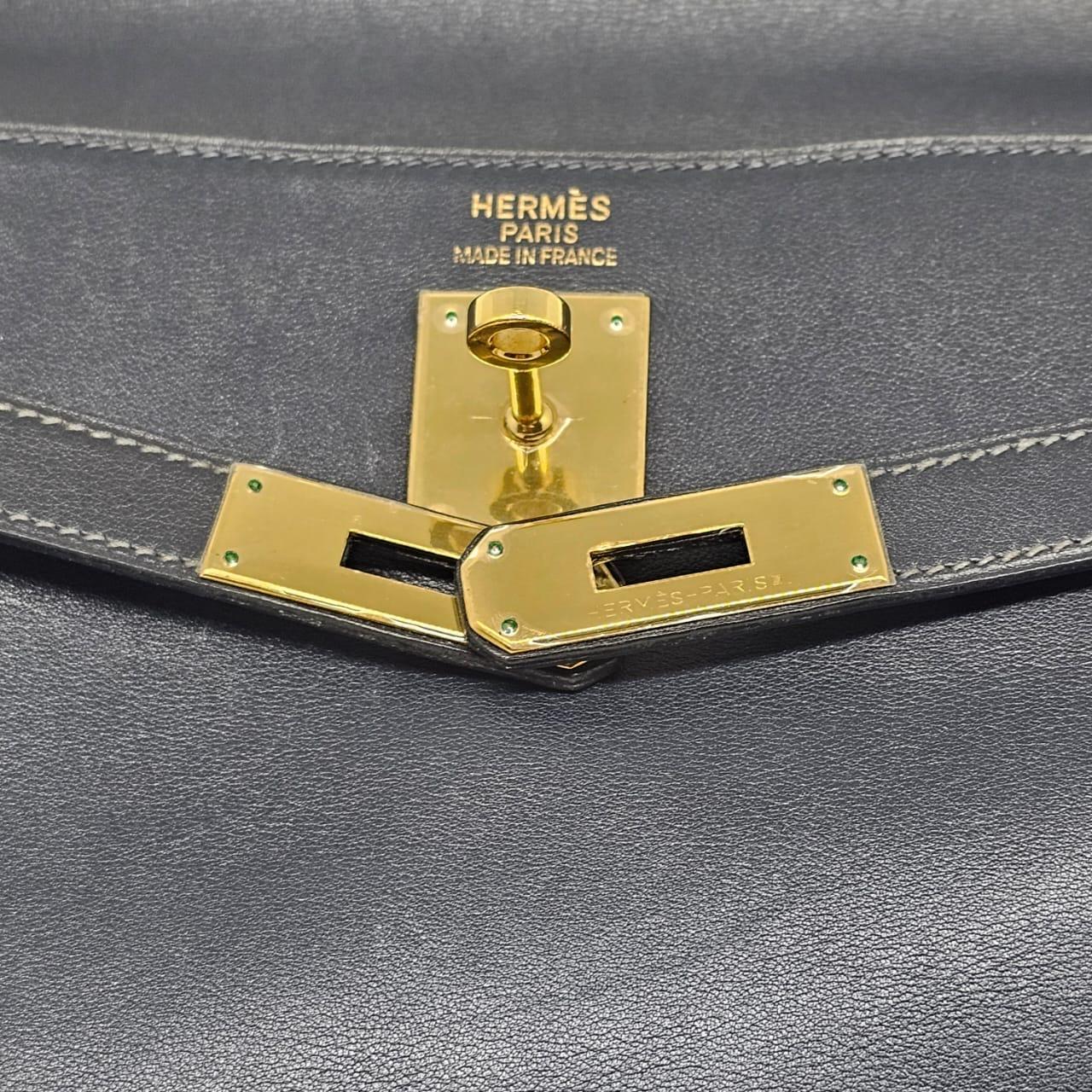 2004 Hermes Bolso Kelly 35 Azul Índigo Swift Retourne 16