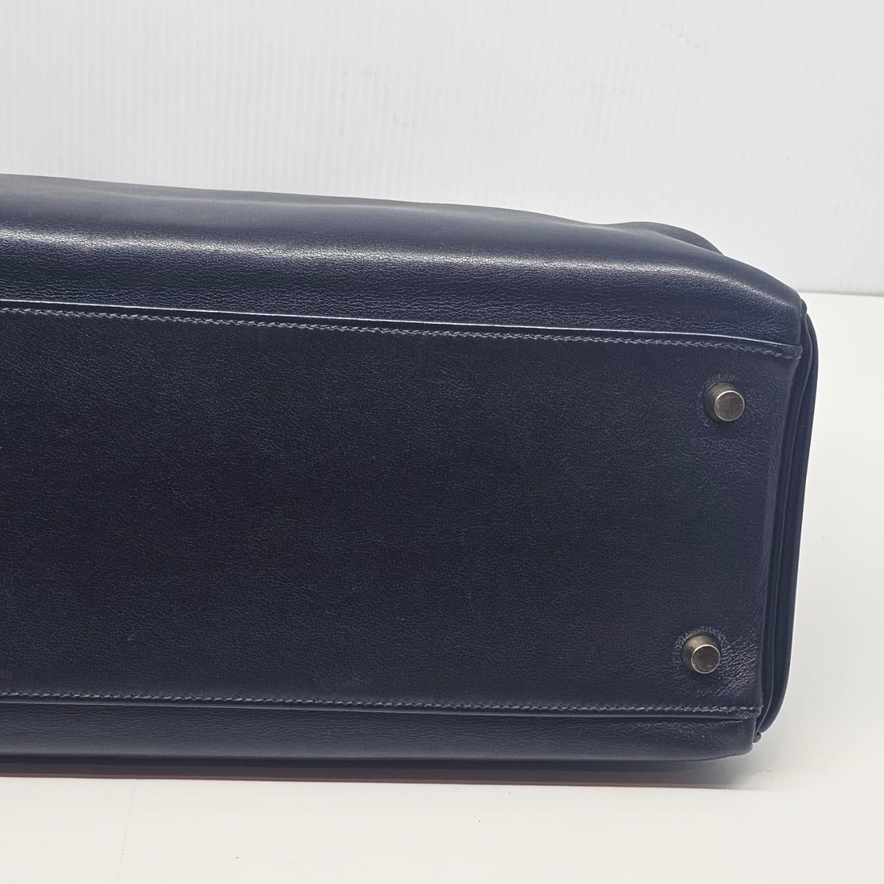 Femenino o masculino 2004 Hermes Bolso Kelly 35 Azul Índigo Swift Retourne