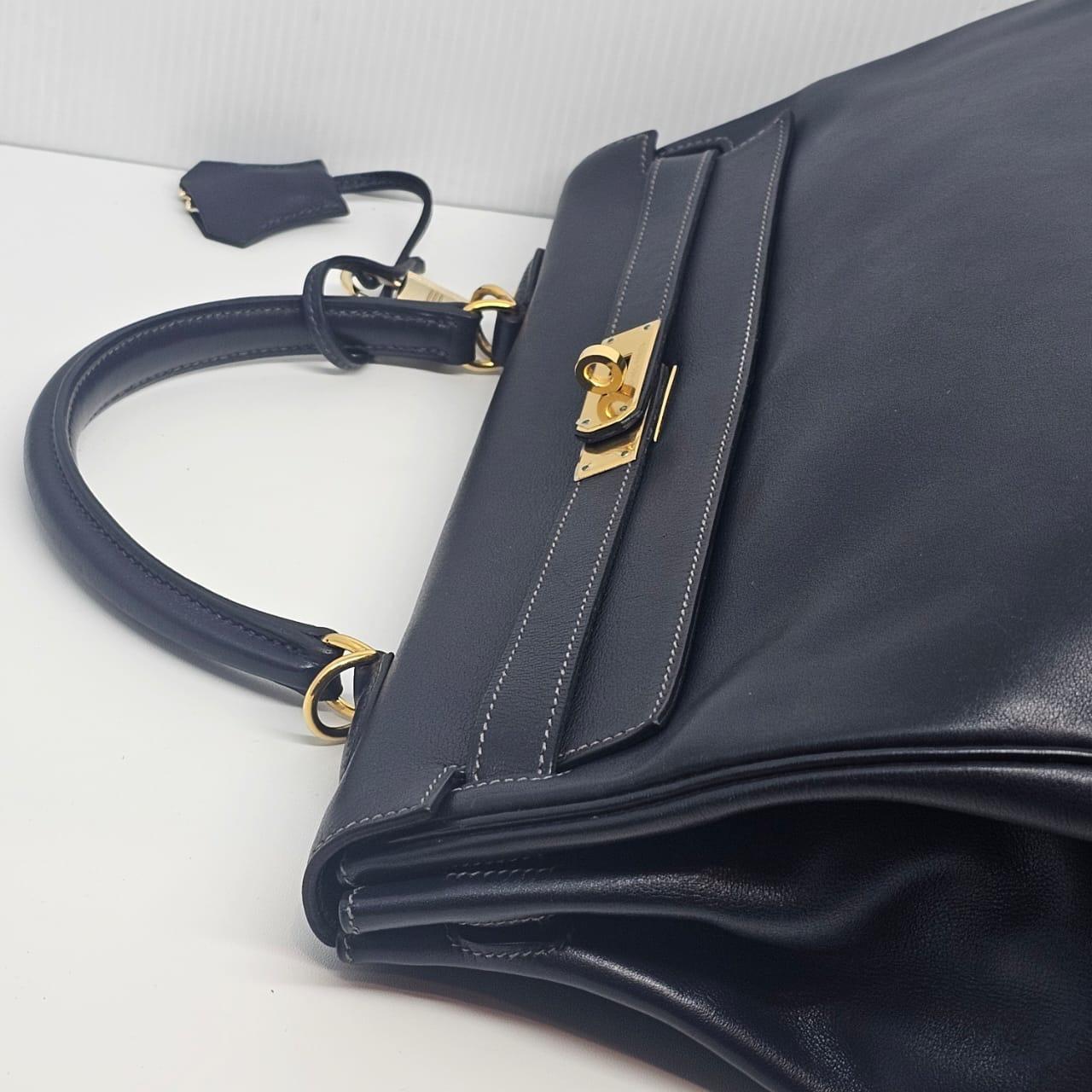 2004 Hermes Bolso Kelly 35 Azul Índigo Swift Retourne 2
