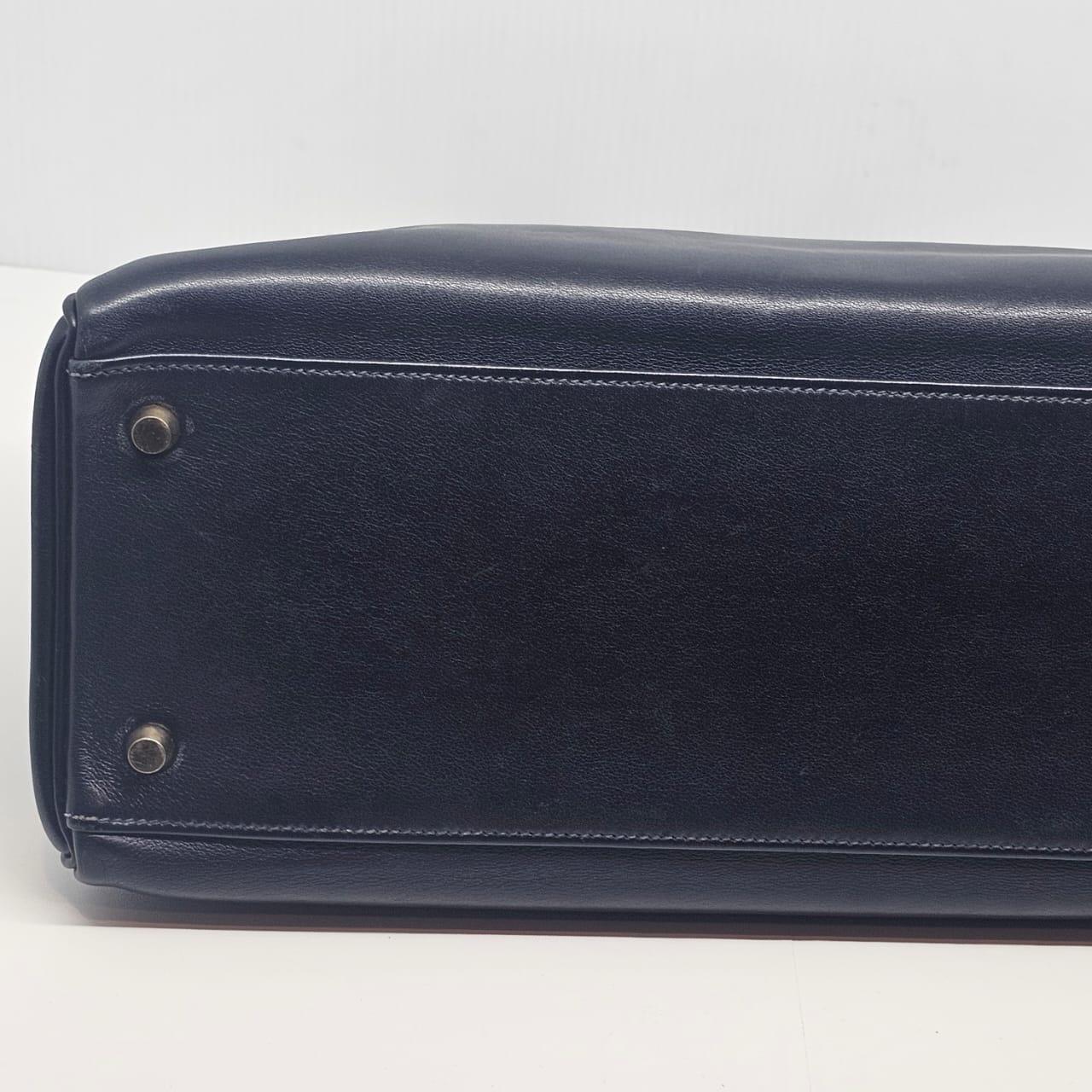 2004 Hermes Bolso Kelly 35 Azul Índigo Swift Retourne 4