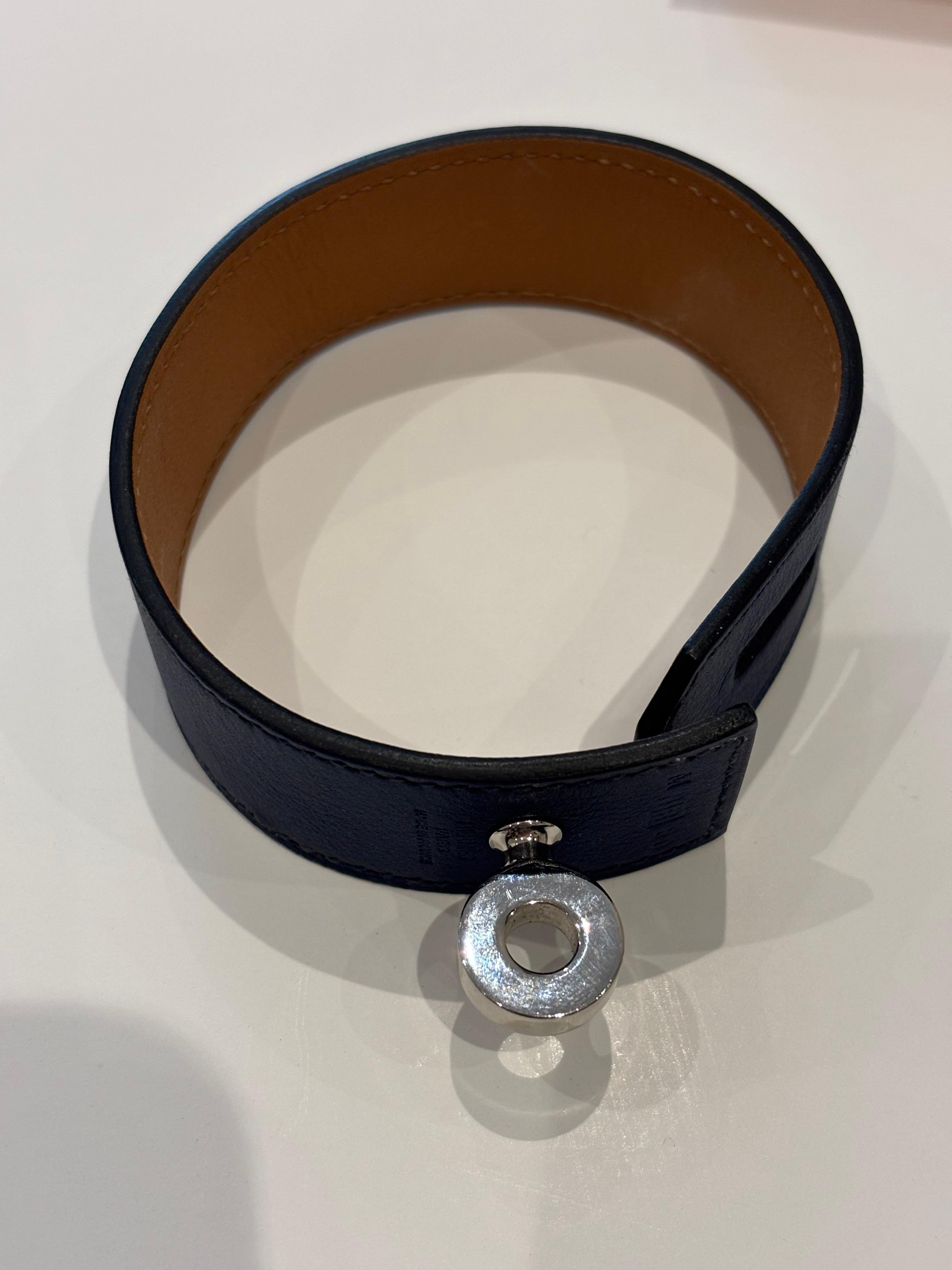 da uomo o donna 2004 HERMES Braccialetto Hip Hop blu navy con placcatura in palladio e scatola in vendita